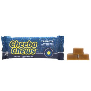Caramel Taffy Cheeba Chews Trifecta 1:1:1 20pk [THC 100mg | CBD 100mg | CBG 100mg]